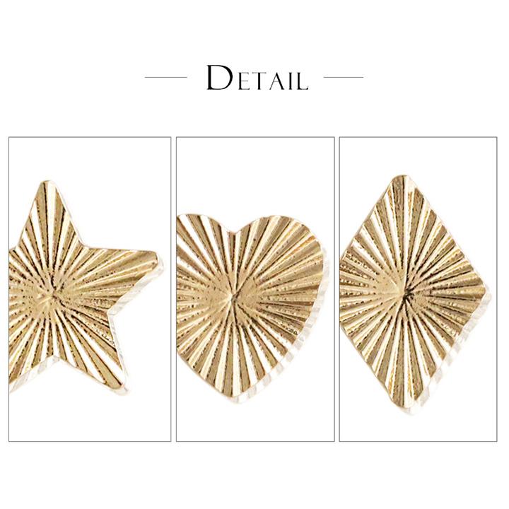 18金 ピアス k18 18金ピアス 18k 星 ハート ひし形 放射線模様  シンプル k18ピアス レディース ピアス18金 地金 | DEVAS | 04