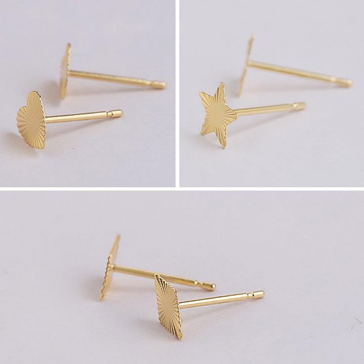 18金 ピアス k18 18金ピアス 18k 星 ハート ひし形 放射線模様  シンプル k18ピアス レディース ピアス18金 地金 | DEVAS | 05