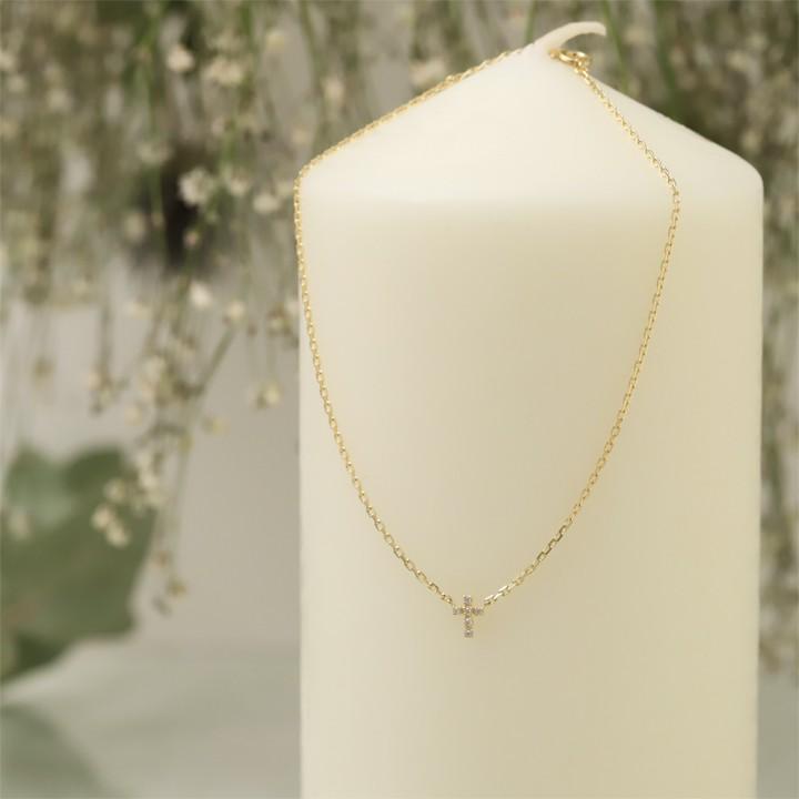 【土日限定3500円OFFクーポン有】 18金 アンクレット k18 18k レディース クロス 6石 ダイヤモンド 18金アンクレット 普段使い 18 金 チェーン | DEVAS | 01