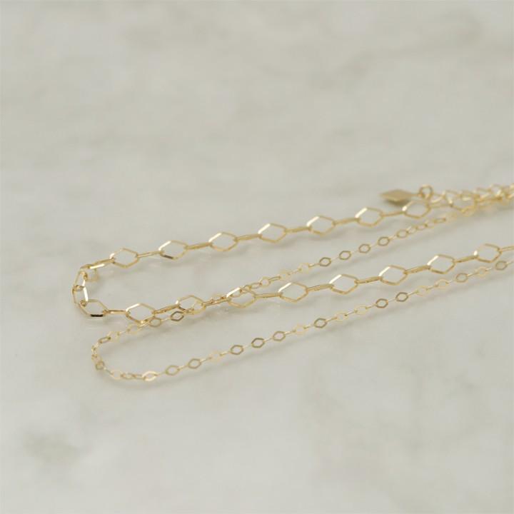 【土日限定3500円OFFクーポン有】 18金 アンクレット k18 18k レディース ひし形 2連デザイン 18金アンクレット シンプル 普段使い 18 金 チェーン | DEVAS | 03