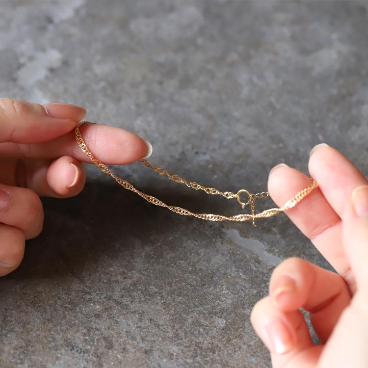 【土日限定3500円OFFクーポン有】 18金 アンクレット k18 18k レディース スクリュー チェーン 2.4mm 18金アンクレット 普段使い 18 金 チェーン | DEVAS | 03