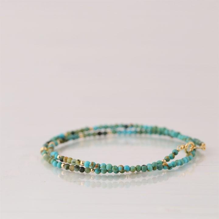18金 ブレスレット k18 18金ブレスレット 18k 天然石ブレスレット 2連 ターコイズ 天然石 メンズ レディース ペア シンプル ゴールド ブレス ストーンブレス | DEVAS | 03