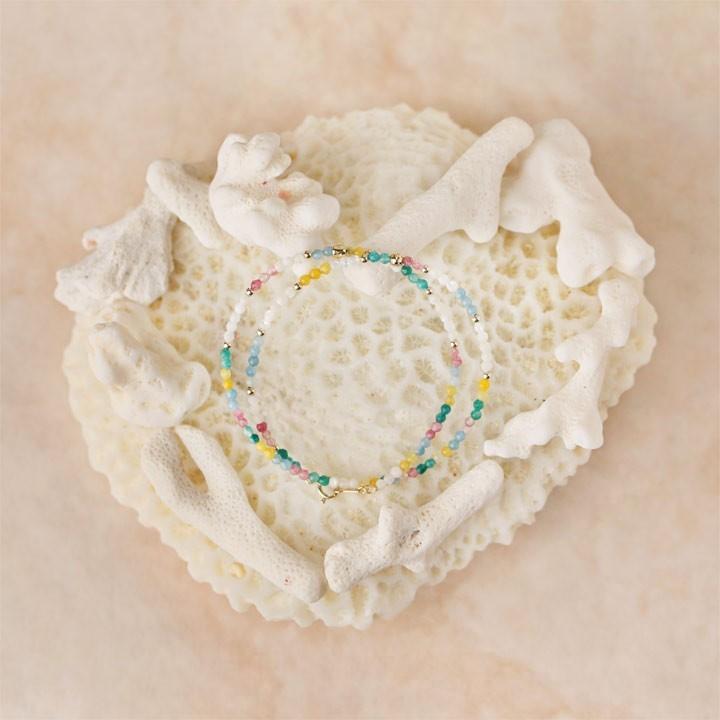 18金 ブレスレット k18 18金ブレスレット 18k 天然石ブレスレット マルチジェイド 翡翠 マザーオブパール 天然石 メンズ レディース ペア シンプル ゴールド | DEVAS | 01