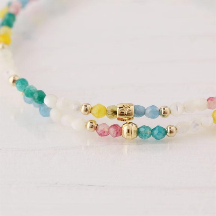 18金 ブレスレット k18 18金ブレスレット 18k 天然石ブレスレット マルチジェイド 翡翠 マザーオブパール 天然石 メンズ レディース ペア シンプル ゴールド | DEVAS | 03