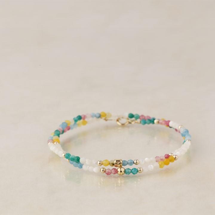 18金 ブレスレット k18 18金ブレスレット 18k 天然石ブレスレット マルチジェイド 翡翠 マザーオブパール 天然石 メンズ レディース ペア シンプル ゴールド | DEVAS | 04