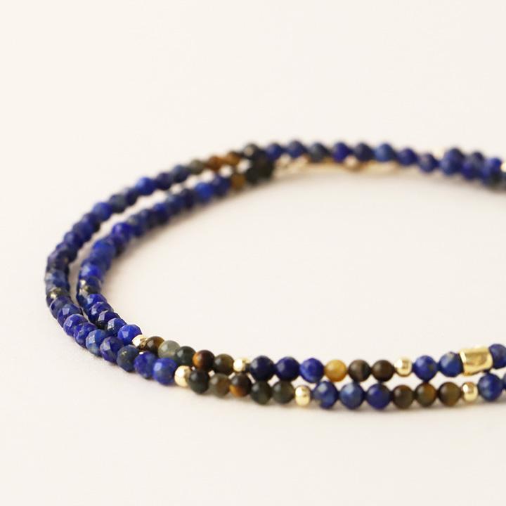 18金 ブレスレット k18 18金ブレスレット 18k 天然石ブレスレット 2連 タイガーアイ ラピスラズリ アジャスター 天然石 メンズ レディース ペア ゴールド | DEVAS | 01