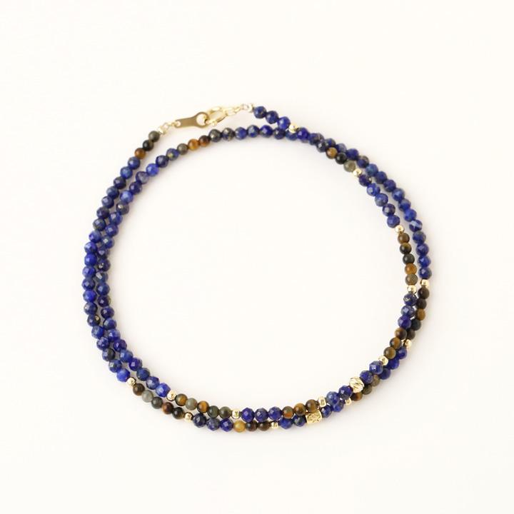 18金 ブレスレット k18 18金ブレスレット 18k 天然石ブレスレット 2連 タイガーアイ ラピスラズリ アジャスター 天然石 メンズ レディース ペア ゴールド | DEVAS | 03