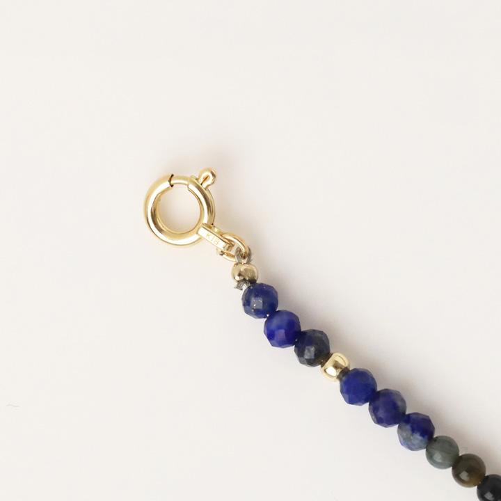 18金 ブレスレット k18 18金ブレスレット 18k 天然石ブレスレット 2連 タイガーアイ ラピスラズリ アジャスター 天然石 メンズ レディース ペア ゴールド | DEVAS | 05