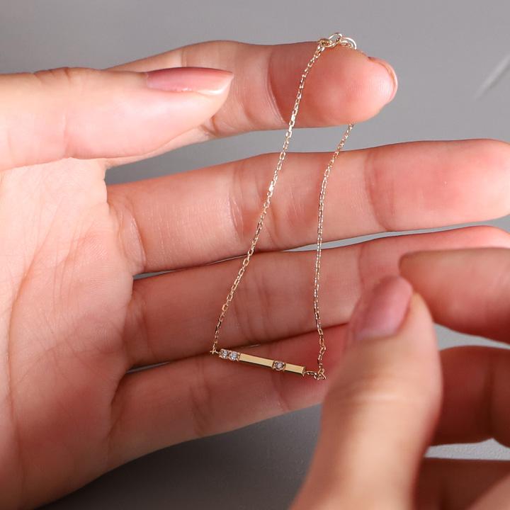 【土日限定3500円OFFクーポン有】 18金 ブレスレット k18 18金ブレスレット 18k レディース チョコバー ダイヤ 4石 チェーン ブレスレットレディース | DEVAS | 10