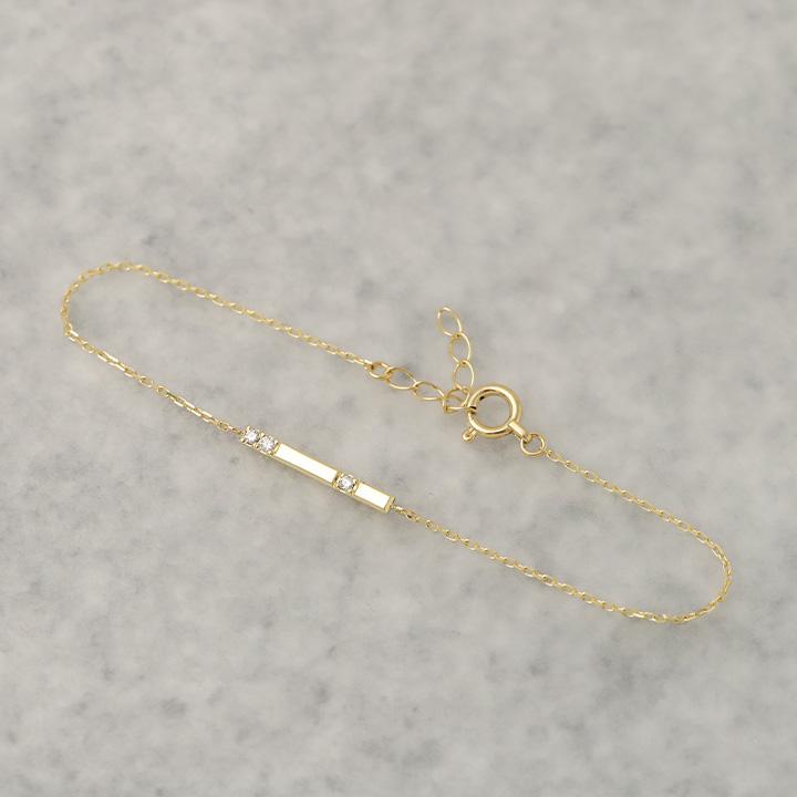 【土日限定3500円OFFクーポン有】 18金 ブレスレット k18 18金ブレスレット 18k レディース チョコバー ダイヤ 4石 チェーン ブレスレットレディース | DEVAS | 01
