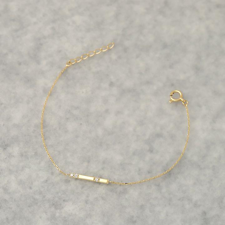 【土日限定3500円OFFクーポン有】 18金 ブレスレット k18 18金ブレスレット 18k レディース チョコバー ダイヤ 4石 チェーン ブレスレットレディース | DEVAS | 05