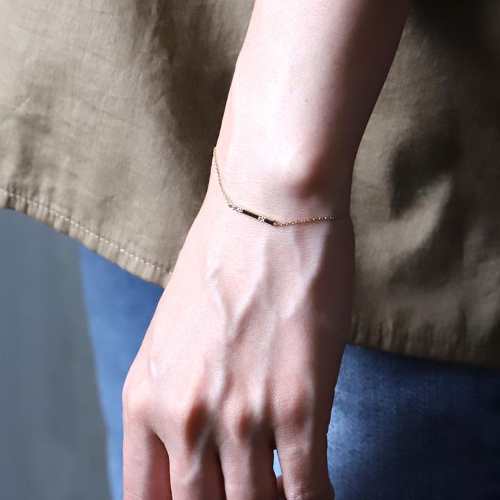 【土日限定3500円OFFクーポン有】 18金 ブレスレット k18 18金ブレスレット 18k レディース チョコバー ダイヤ 4石 チェーン ブレスレットレディース | DEVAS | 08