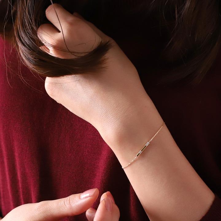 【土日限定3500円OFFクーポン有】 18金 ブレスレット k18 18金ブレスレット 18k レディース チョコバー ダイヤ 4石 チェーン ブレスレットレディース | DEVAS | 09