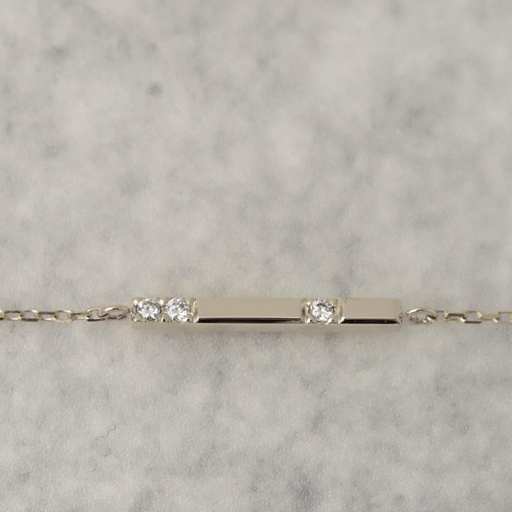 プラチナブレスレット レディース ブレスレット プラチナ ダイヤモンド 3石 0.03ct チョコバー PT950 チェーン シンプル ブレスレットレディース 華奢 14cm 16cm | DEVAS | 03