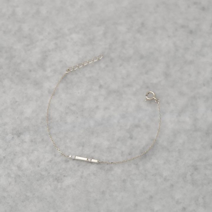 プラチナブレスレット レディース ブレスレット プラチナ ダイヤモンド 3石 0.03ct チョコバー PT950 チェーン シンプル ブレスレットレディース 華奢 14cm 16cm | DEVAS | 05