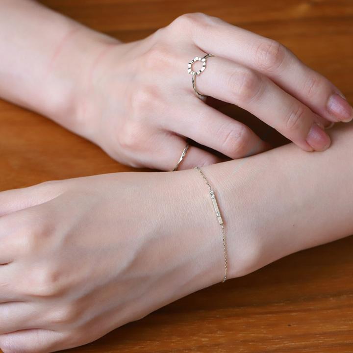 プラチナブレスレット レディース ブレスレット プラチナ ダイヤモンド 3石 0.03ct チョコバー PT950 チェーン シンプル ブレスレットレディース 華奢 14cm 16cm | DEVAS | 09