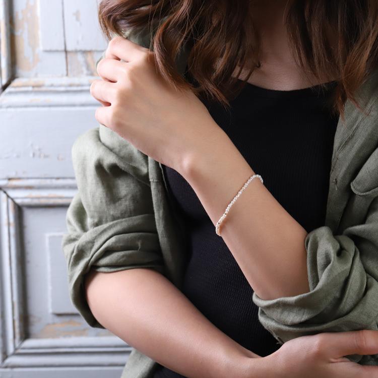 18金 ブレスレット k18 18金ブレスレット 18k レディース 淡水パール アジャスター フリーサイズ ゴールド チェーン シンプル ブレスレット レディース 17cm | DEVAS | 02