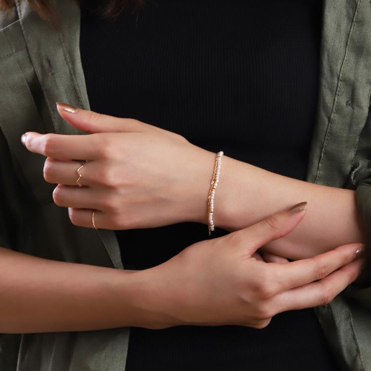 18金 ブレスレット k18 18金ブレスレット 18k レディース 淡水パール アジャスター フリーサイズ ゴールド チェーン シンプル ブレスレット レディース 17cm | DEVAS | 09