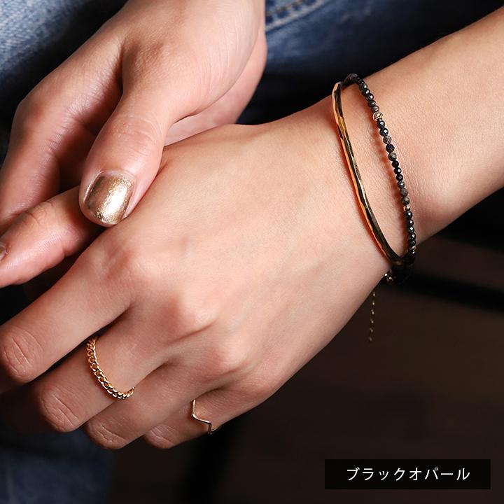 18金 ブレスレット k18 18金ブレスレット 18k 天然石ブレスレット ブラックオパール ボルダーオパール 天然石 華奢 メンズ レディース ペア シンプル ゴールド | DEVAS | 11