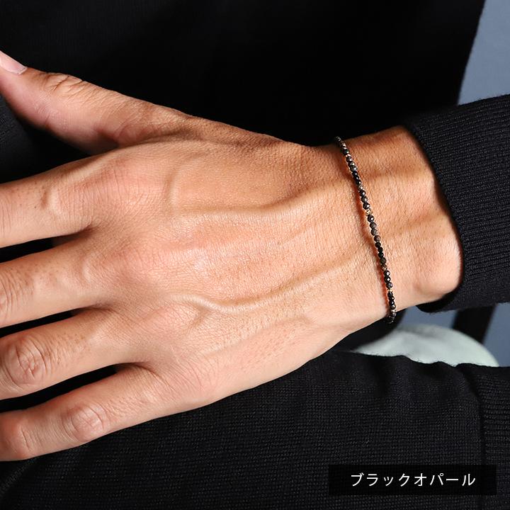 18金 ブレスレット k18 18金ブレスレット 18k 天然石ブレスレット ブラックオパール ボルダーオパール 天然石 華奢 メンズ レディース ペア シンプル ゴールド | DEVAS | 12