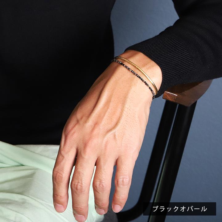 18金 ブレスレット k18 18金ブレスレット 18k 天然石ブレスレット ブラックオパール ボルダーオパール 天然石 華奢 メンズ レディース ペア シンプル ゴールド | DEVAS | 13
