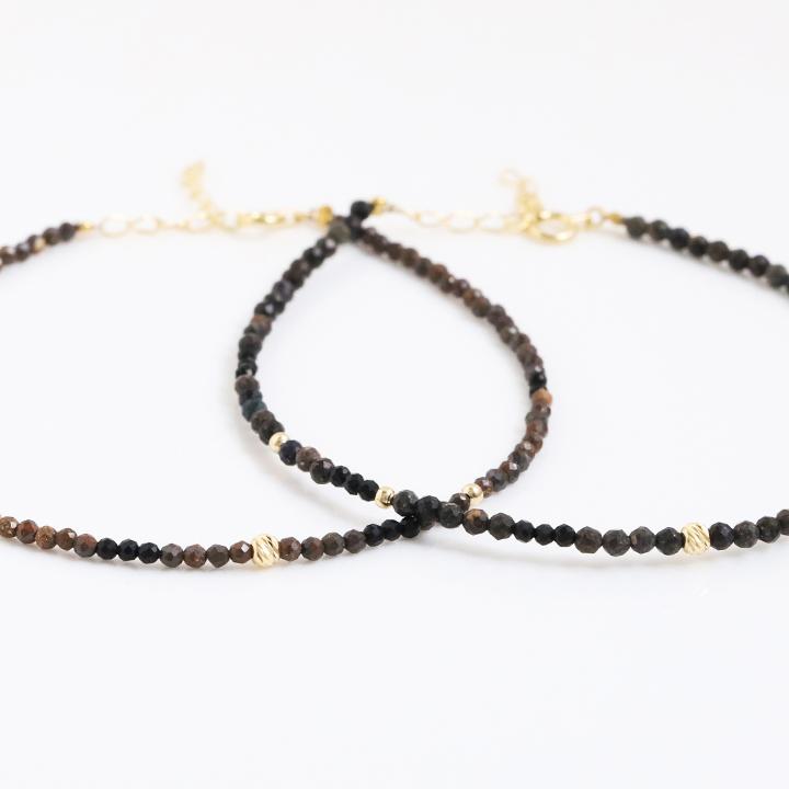 18金 ブレスレット k18 18金ブレスレット 18k 天然石ブレスレット ブラックオパール ボルダーオパール 天然石 華奢 メンズ レディース ペア シンプル ゴールド | DEVAS | 03