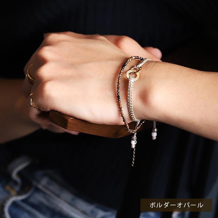 18金 ブレスレット k18 18金ブレスレット 18k 天然石ブレスレット ブラックオパール ボルダーオパール 天然石 華奢 メンズ レディース ペア シンプル ゴールド | DEVAS | 08