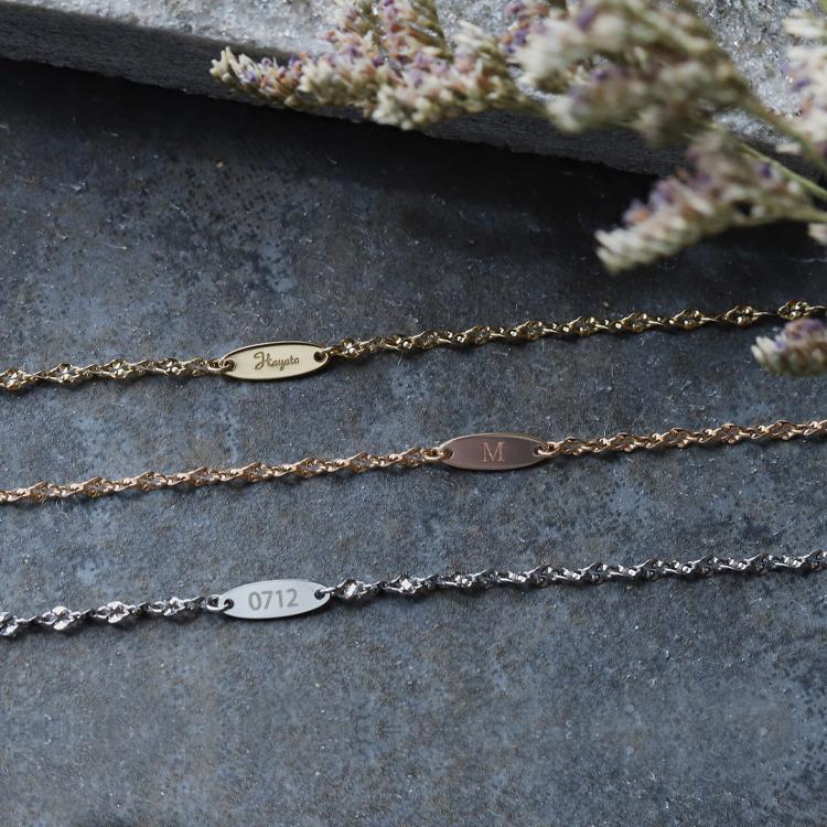 【土日限定1500円OFFクーポン有】 プラチナブレスレット レディース ブレスレット プラチナ 刻印 名入れ ブルームチェーン1.6mm幅 チェーン シンプル | DEVAS | 10