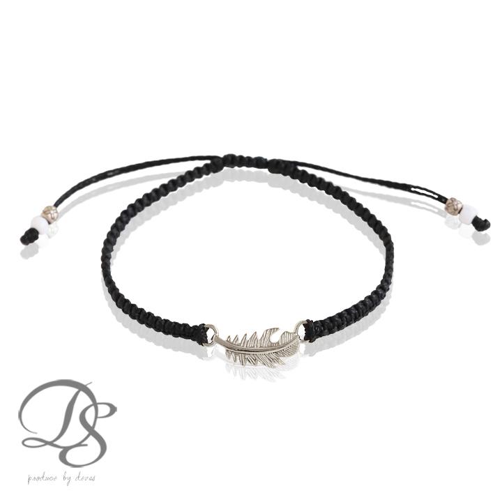 プラチナブレスレット レディース ブレスレット プラチナ フェザー 羽 コードブレス ペア PT950 シンプル ブレスレットレディース メンズ インディアン | DEVAS