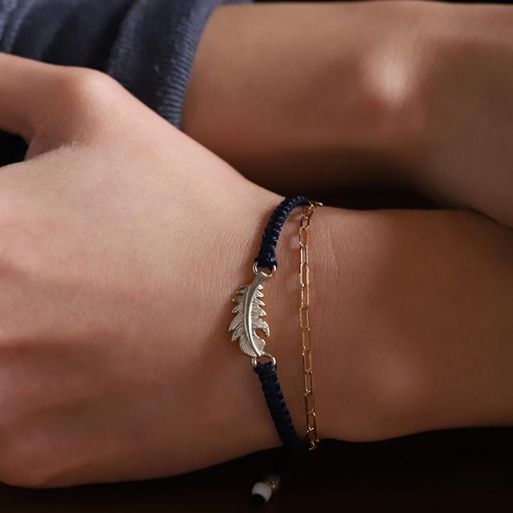 プラチナブレスレット レディース ブレスレット プラチナ フェザー 羽 コードブレス ペア PT950 シンプル ブレスレットレディース メンズ インディアン | DEVAS | 13