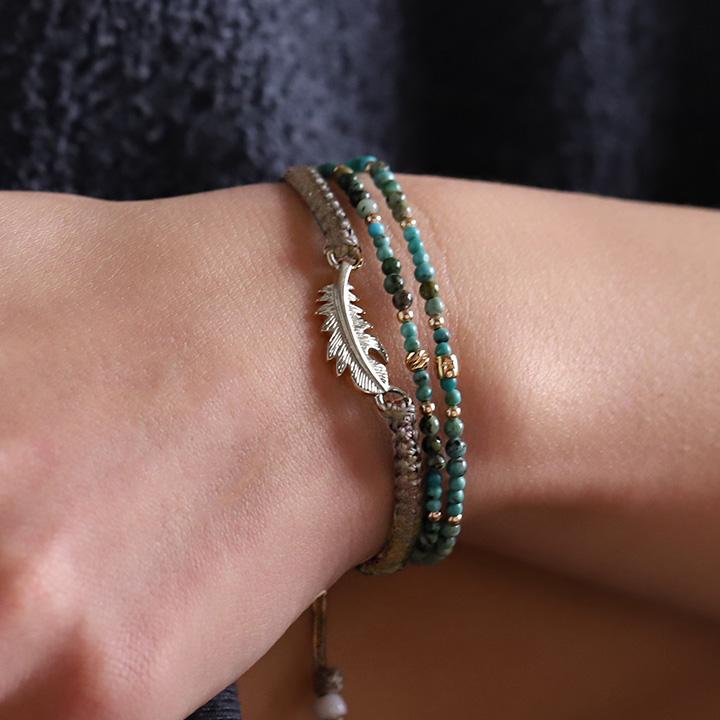 プラチナブレスレット レディース ブレスレット プラチナ フェザー 羽 コードブレス ペア PT950 シンプル ブレスレットレディース メンズ インディアン | DEVAS | 16