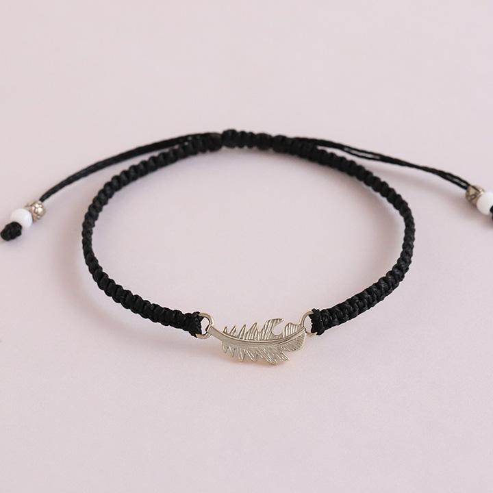 プラチナブレスレット レディース ブレスレット プラチナ フェザー 羽 コードブレス ペア PT950 シンプル ブレスレットレディース メンズ インディアン | DEVAS | 03