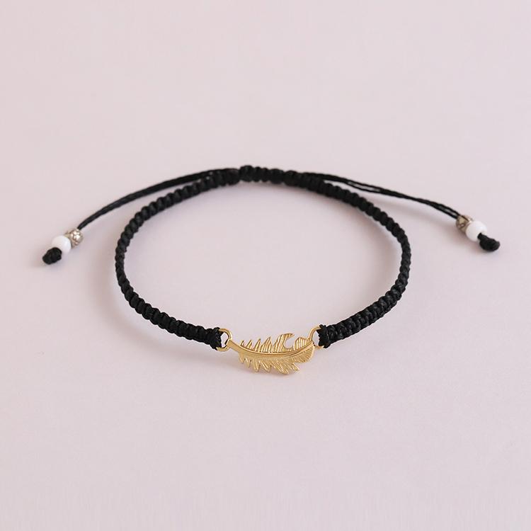 【土日限定5000円OFFクーポン有】 18金 ブレスレット k18 18金ブレスレット 18k レディース メンズ フェザー 羽 コードブレス ペア カラー ブレスレット | DEVAS | 03