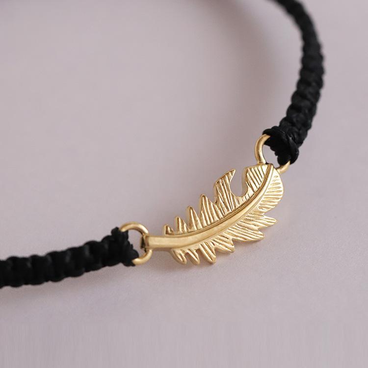 【土日限定5000円OFFクーポン有】 18金 ブレスレット k18 18金ブレスレット 18k レディース メンズ フェザー 羽 コードブレス ペア カラー ブレスレット | DEVAS | 04