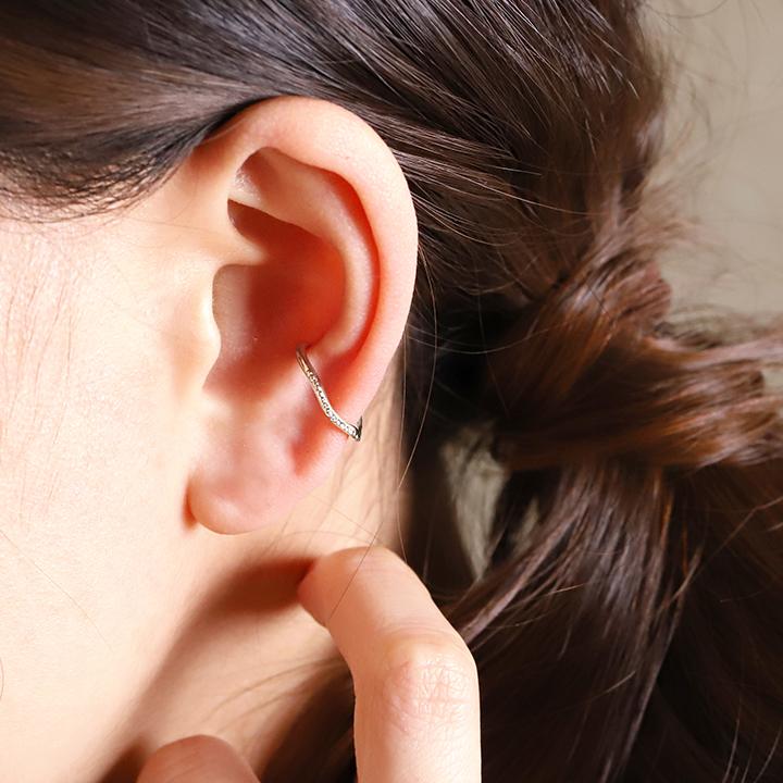 イヤーカフ シルバー イヤカフ silver レディース ノンホール ピアス ミルグレイン ウェーブ Silver925 ノンホールピアス シンプル ゴールド つけっぱなし 片耳 | DEVAS | 05