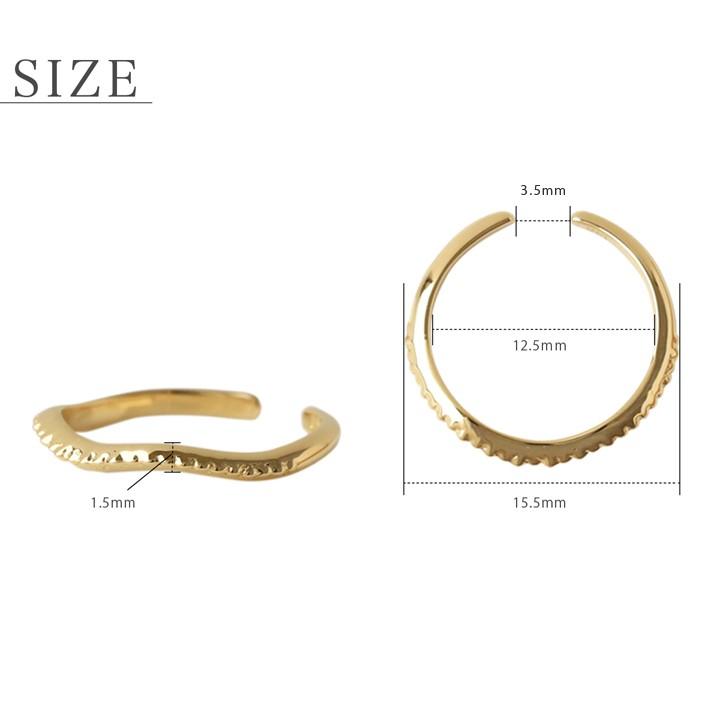 【土日限定1500円OFFクーポン有】 イヤーカフ 18金 イヤカフ k18 18k レディース ノンホール ピアス ウェーブ ノンホールピアス つけっぱなし 指輪 片耳 | DEVAS | 03