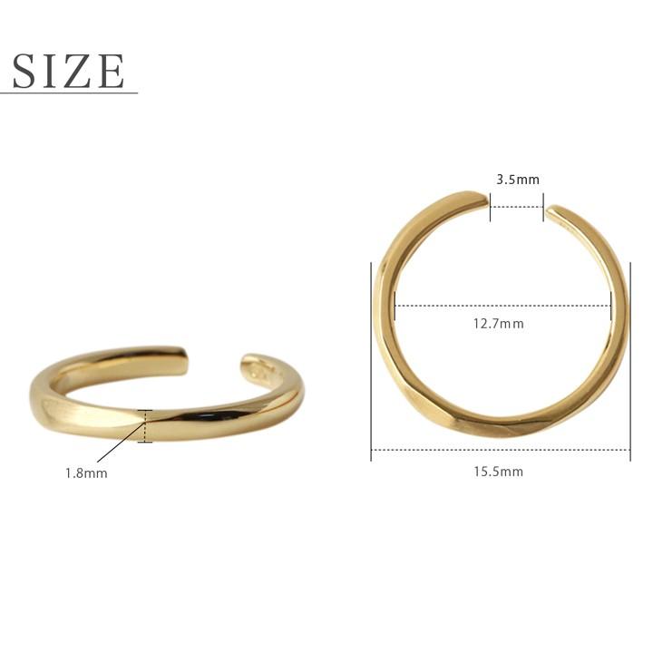 【土日限定2000円OFFクーポン有】 イヤーカフ 18金 イヤカフ k18 18k レディース ノンホール ピアス 光沢 マット ひねり ノンホールピアス 片耳 | DEVAS | 03