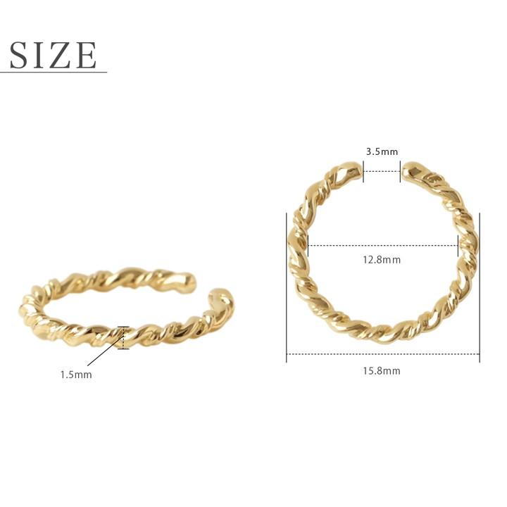 【土日限定2000円OFFクーポン有】 イヤーカフ 18金 イヤカフ k18 18k レディース ノンホール ピアス スパイラル ひねり ノンホールピアス 片耳 | DEVAS | 03