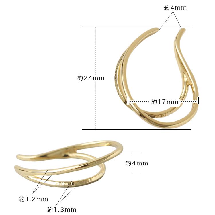 【土日限定3500円OFFクーポン有】 イヤーカフ 18金 イヤカフ k18 18k レディース ノンホール ピアス 2連 ダブル 重ね付け ノンホールピアス 片耳 大ぶり | DEVAS | 12