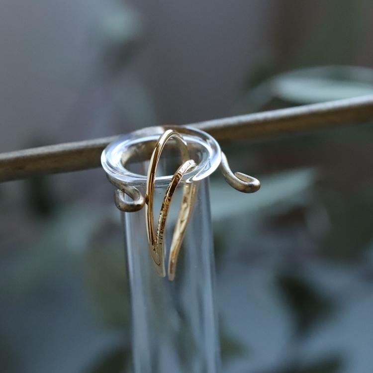 【土日限定3500円OFFクーポン有】 イヤーカフ 18金 イヤカフ k18 18k レディース ノンホール ピアス 2連 ダブル 重ね付け ノンホールピアス 片耳 大ぶり | DEVAS | 14