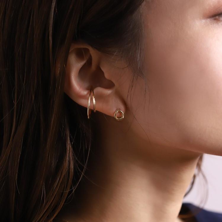 【土日限定3500円OFFクーポン有】 イヤーカフ 18金 イヤカフ k18 18k レディース ノンホール ピアス 2連 ダブル 重ね付け ノンホールピアス 片耳 大ぶり | DEVAS | 03
