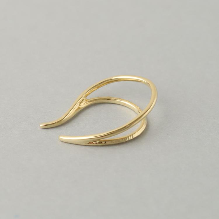 【土日限定3500円OFFクーポン有】 イヤーカフ 18金 イヤカフ k18 18k レディース ノンホール ピアス 2連 ダブル 重ね付け ノンホールピアス 片耳 大ぶり | DEVAS | 06