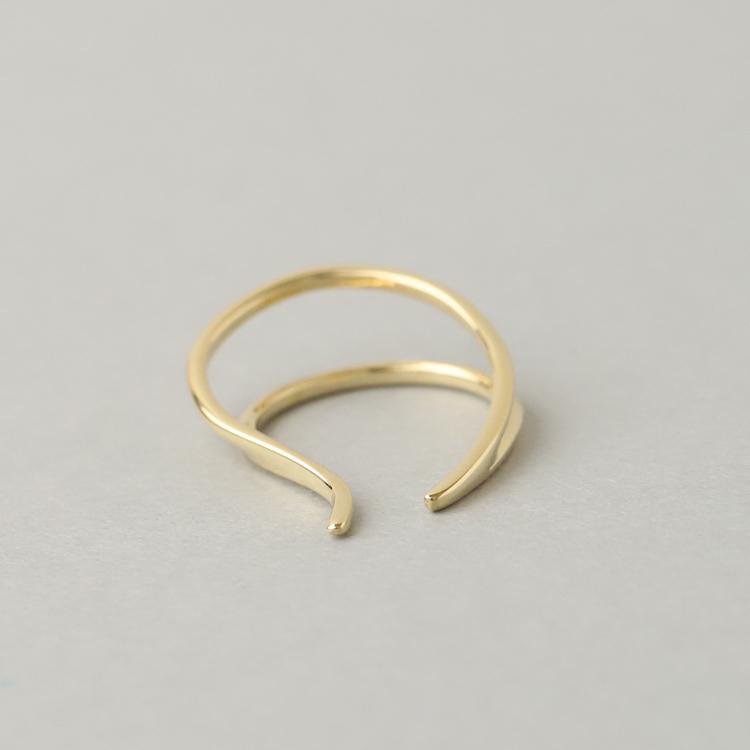 【土日限定3500円OFFクーポン有】 イヤーカフ 18金 イヤカフ k18 18k レディース ノンホール ピアス 2連 ダブル 重ね付け ノンホールピアス 片耳 大ぶり | DEVAS | 07