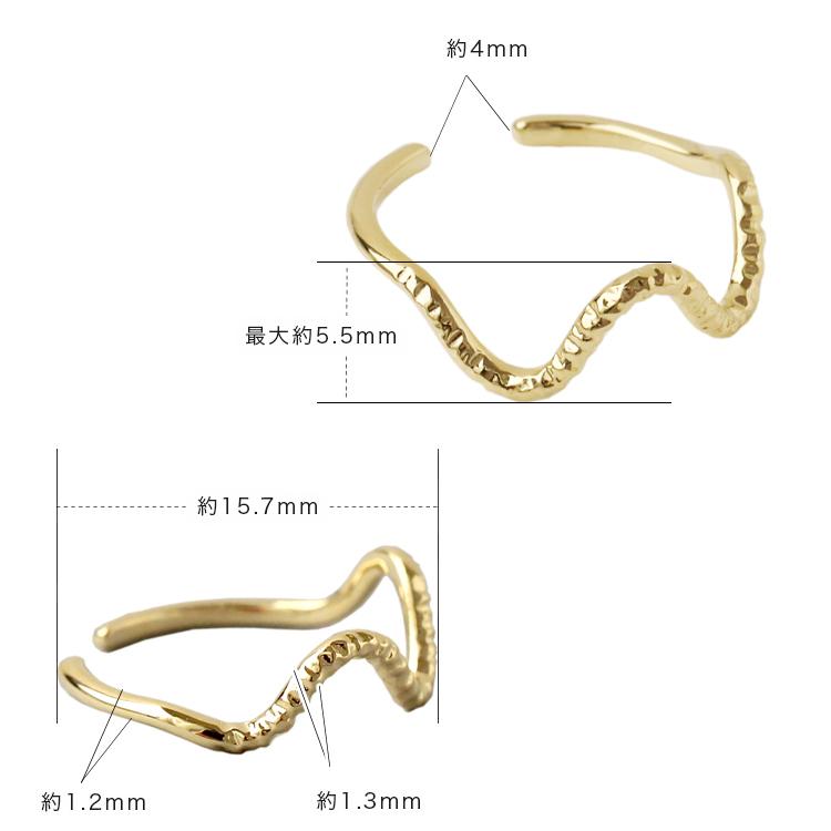 【土日限定2000円OFFクーポン有】 イヤーカフ 18金 イヤカフ k18 18k レディース ノンホール ピアス ウェーブ 凸凹 ノンホールピアス 片耳 大ぶり | DEVAS | 11