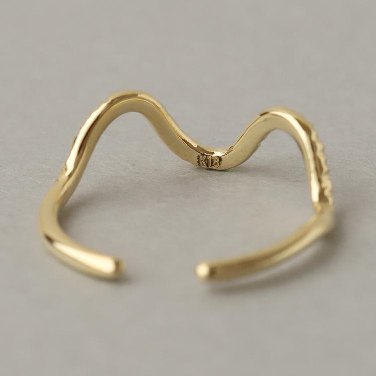 【土日限定2000円OFFクーポン有】 イヤーカフ 18金 イヤカフ k18 18k レディース ノンホール ピアス ウェーブ 凸凹 ノンホールピアス 片耳 大ぶり | DEVAS | 12