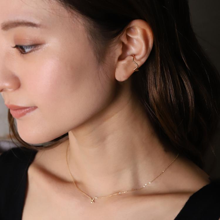 【土日限定2000円OFFクーポン有】 イヤーカフ 18金 イヤカフ k18 18k レディース ノンホール ピアス ウェーブ 凸凹 ノンホールピアス 片耳 大ぶり | DEVAS | 08