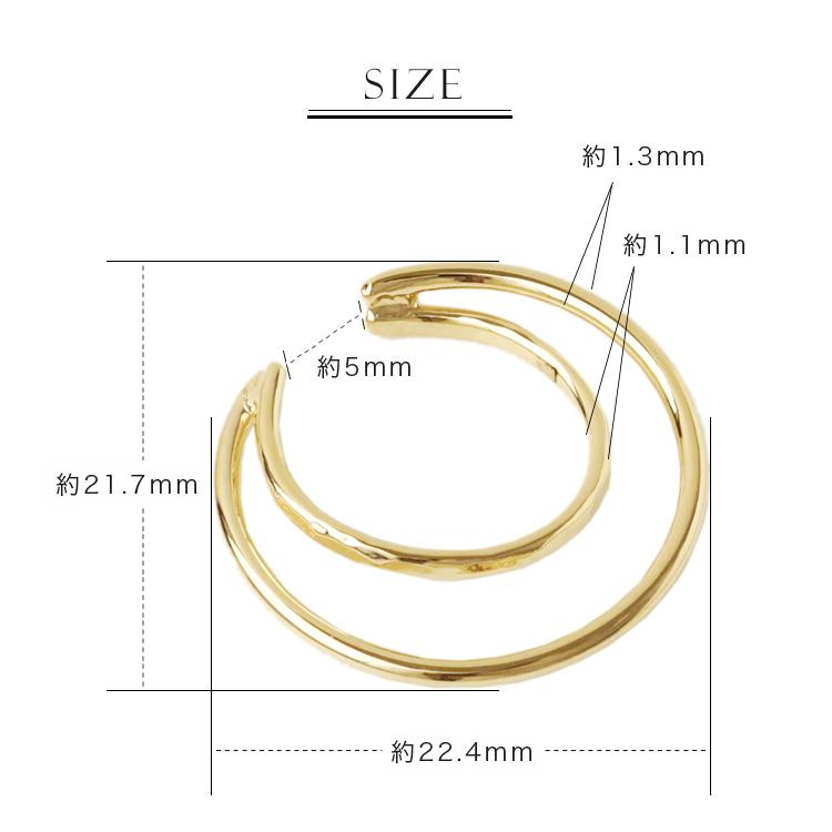【土日限定3500円OFFクーポン有】 イヤーカフ 18金 イヤカフ k18 18k レディース ノンホール ピアス 2連 ダブル 重ね付け ノンホールピアス 片耳 大ぶり | DEVAS | 10