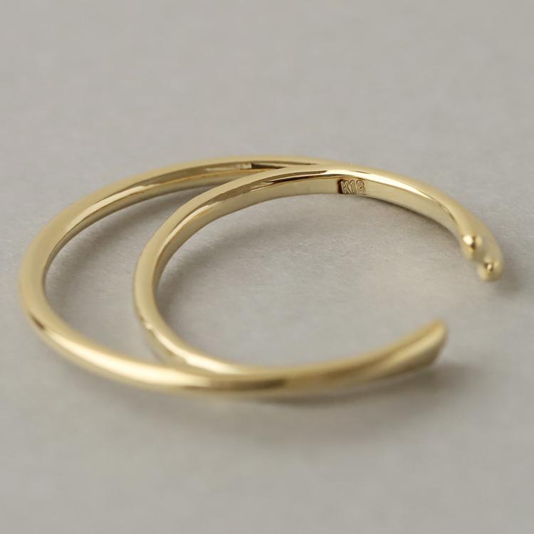 【土日限定3500円OFFクーポン有】 イヤーカフ 18金 イヤカフ k18 18k レディース ノンホール ピアス 2連 ダブル 重ね付け ノンホールピアス 片耳 大ぶり | DEVAS | 11