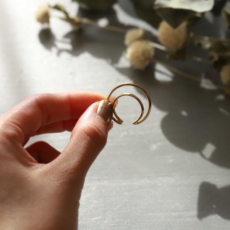 【土日限定3500円OFFクーポン有】 イヤーカフ 18金 イヤカフ k18 18k レディース ノンホール ピアス 2連 ダブル 重ね付け ノンホールピアス 片耳 大ぶり | DEVAS | 12