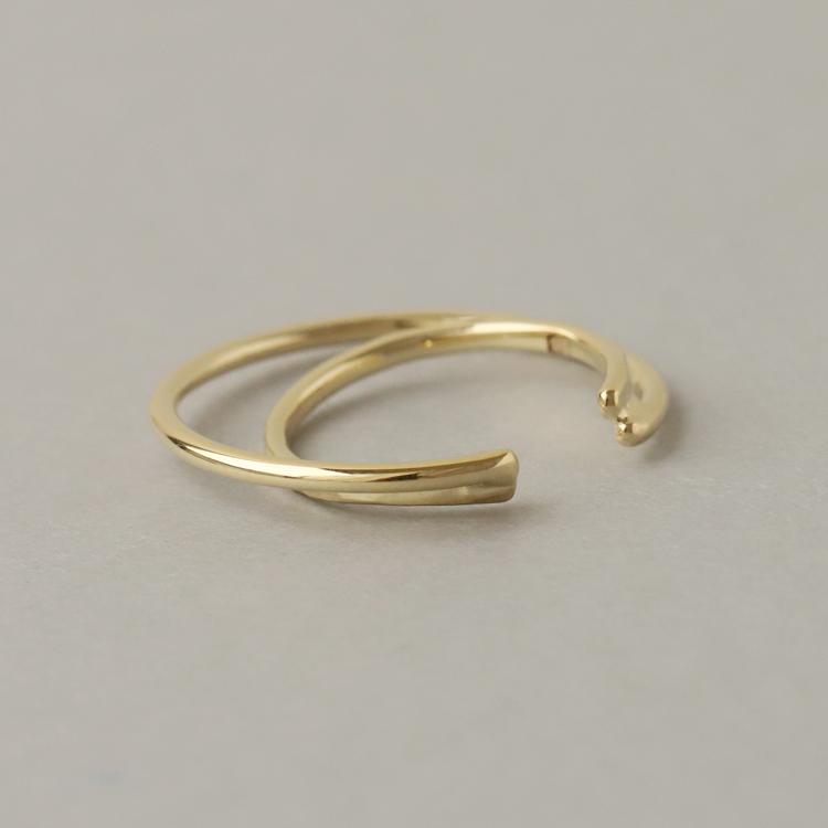 【土日限定3500円OFFクーポン有】 イヤーカフ 18金 イヤカフ k18 18k レディース ノンホール ピアス 2連 ダブル 重ね付け ノンホールピアス 片耳 大ぶり | DEVAS | 05